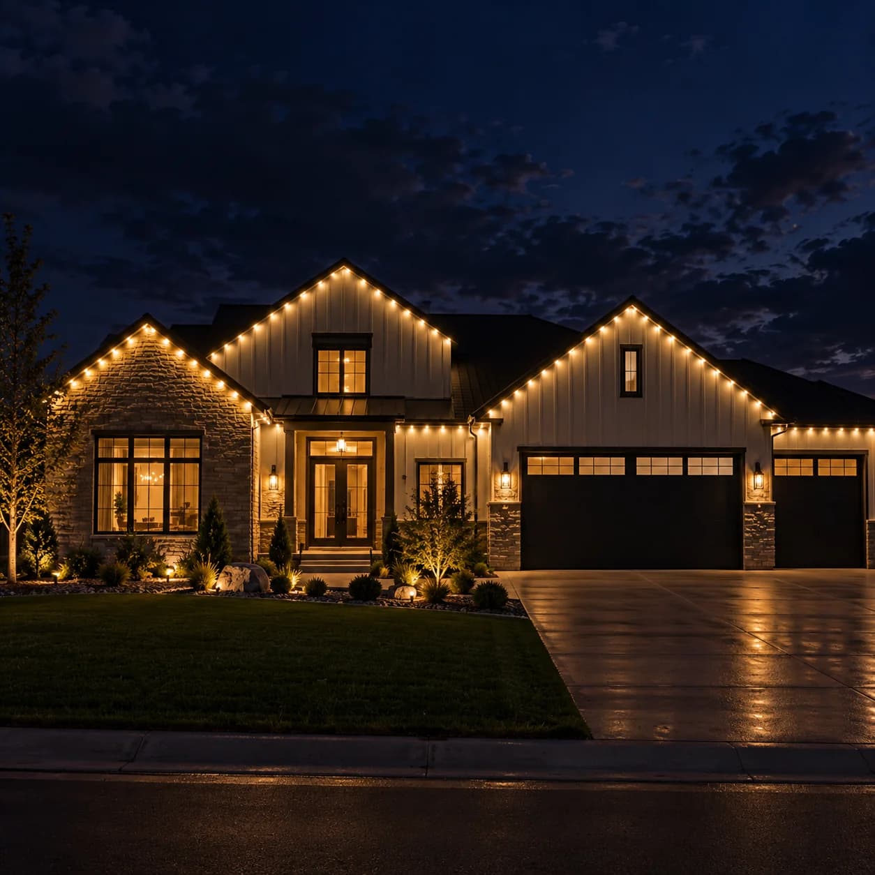 The same home lit for Everyday